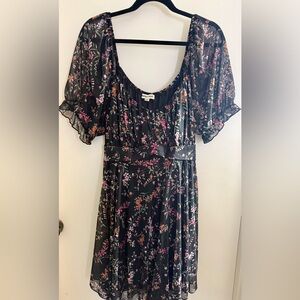 Inspired Hearts Black Floral Mid Sleeve Dress